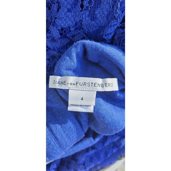 Diane Von Furstenberg Dress 4 DVF Navy Blue Lace Zarita 3/4 Sleeve Mini Back Zip - Picture 10 of 16